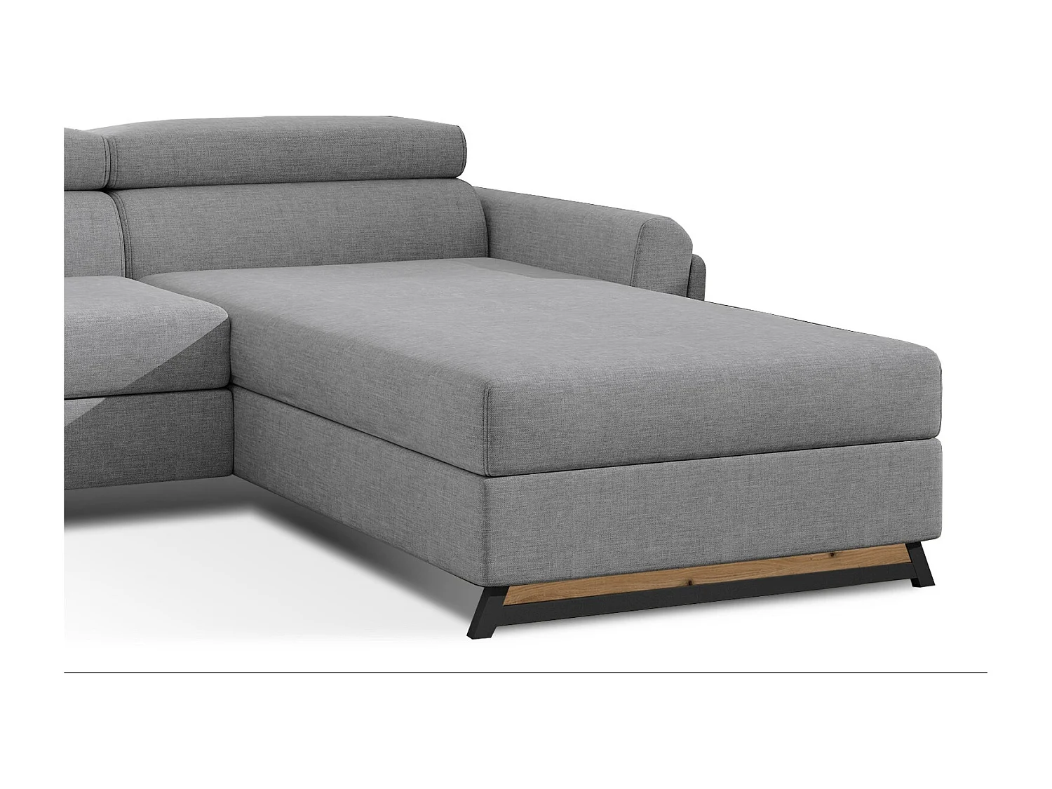 Canapé angle droit convertible tissu gris clair avec appuis-tête réglables Mazerali 300cm