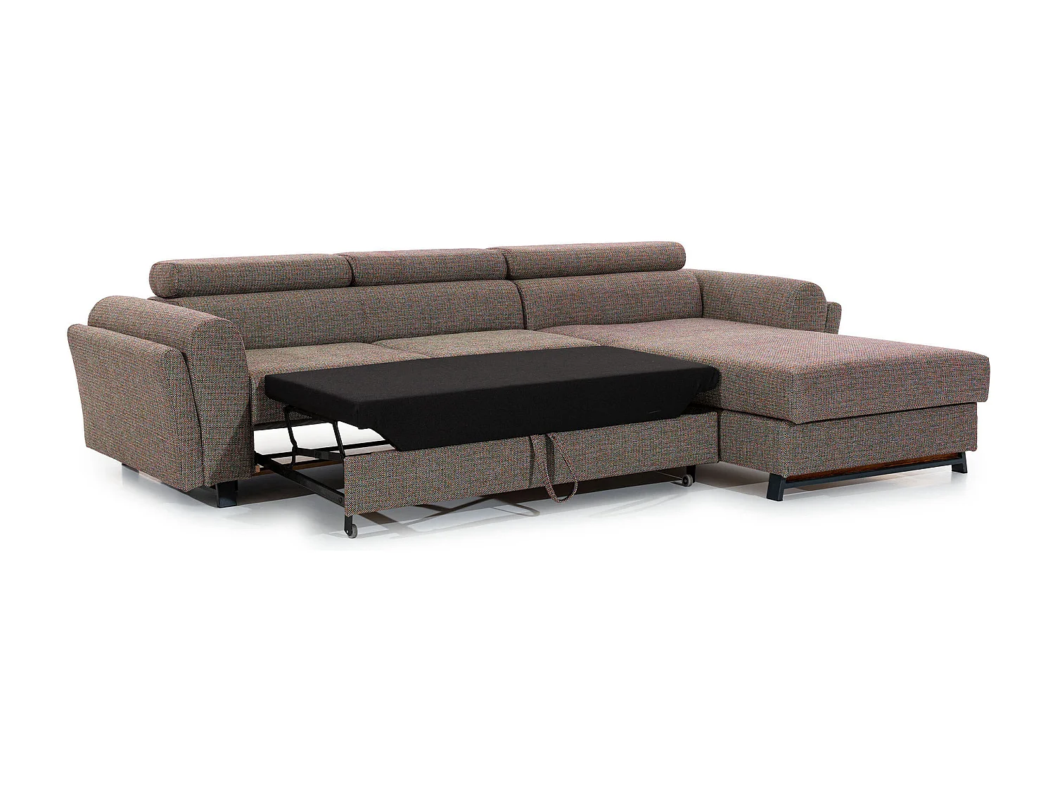 Canapé angle droit convertible tissu gris clair avec appuis-tête réglables Mazerali 300cm