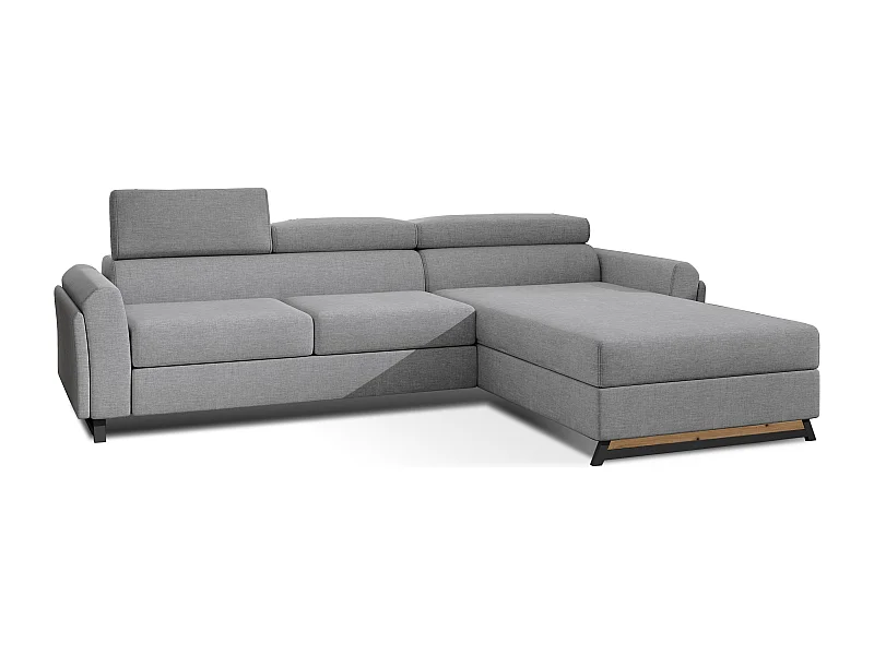 Canapé angle droit convertible tissu gris clair avec appuis-tête réglables Mazerali 300cm
