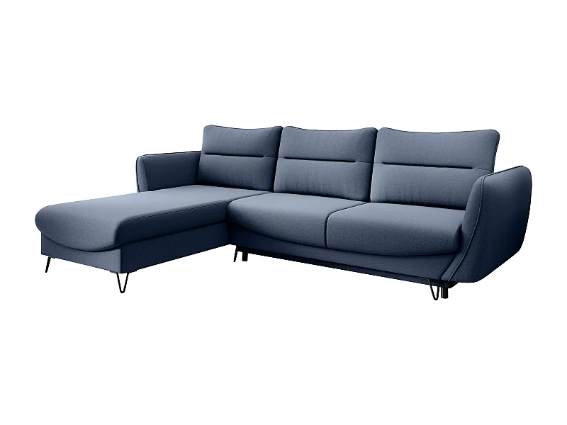 Canapé d'angle gauche convertible tissu bleu clair Zurik 276cm