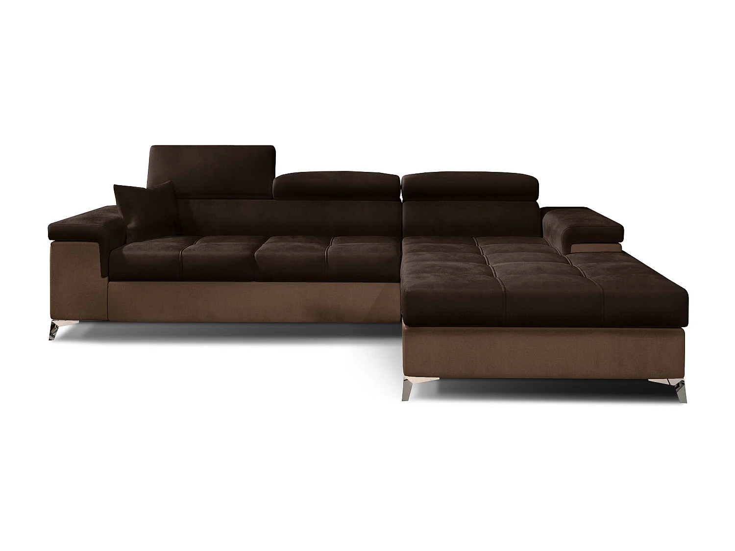 Fluwelen converteerbare hoekbank met verstelbare hoofdsteunen Rikaro 280 cm-Kleur -juiste hoek