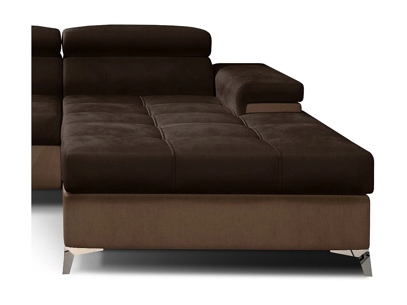 Fluwelen converteerbare hoekbank met verstelbare hoofdsteunen Rikaro 280 cm-Kleur -juiste hoek