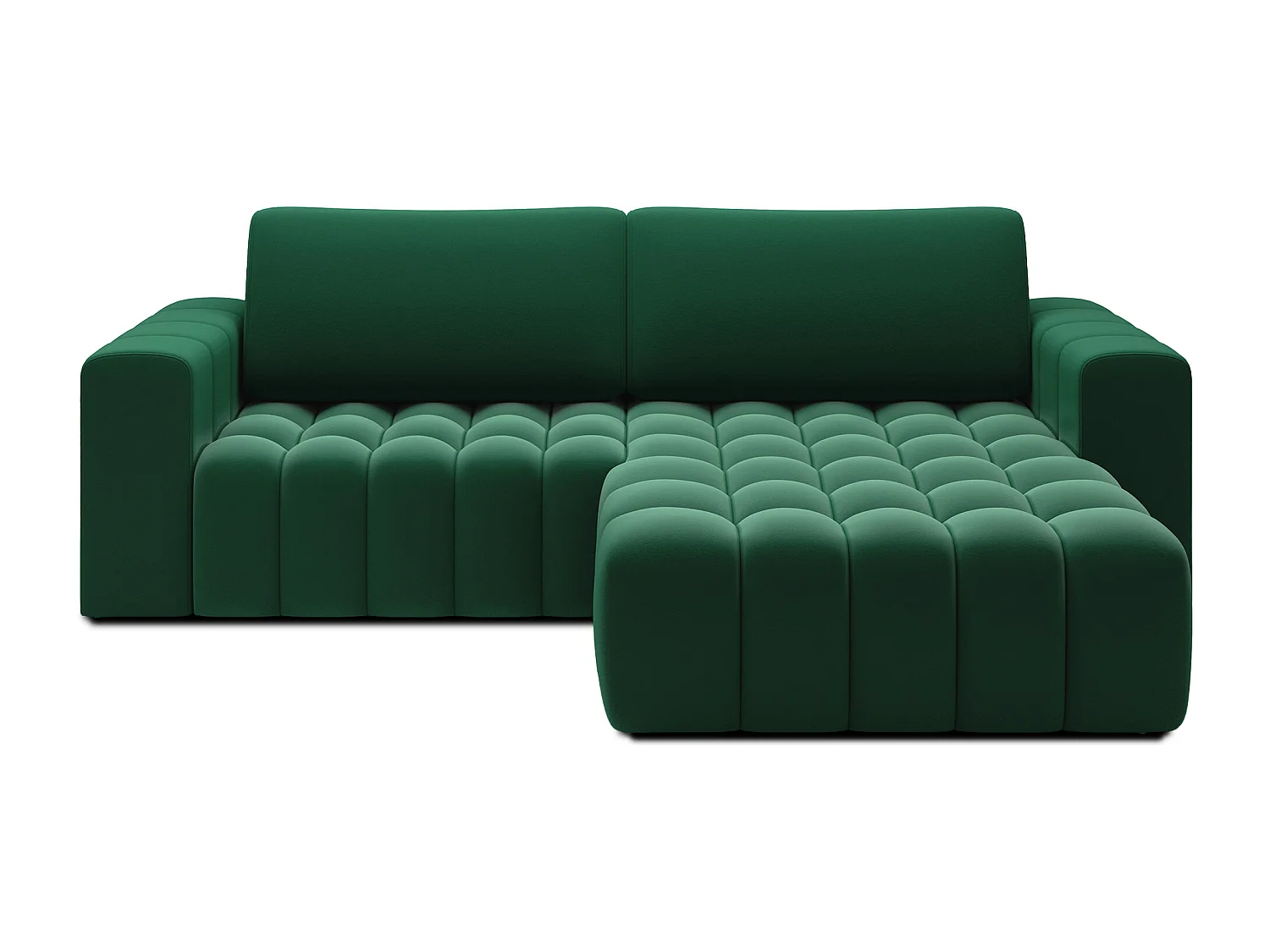 Canapé d’angle velours capitonné BOZEN – Convertible et rangement-Vert-angle droit