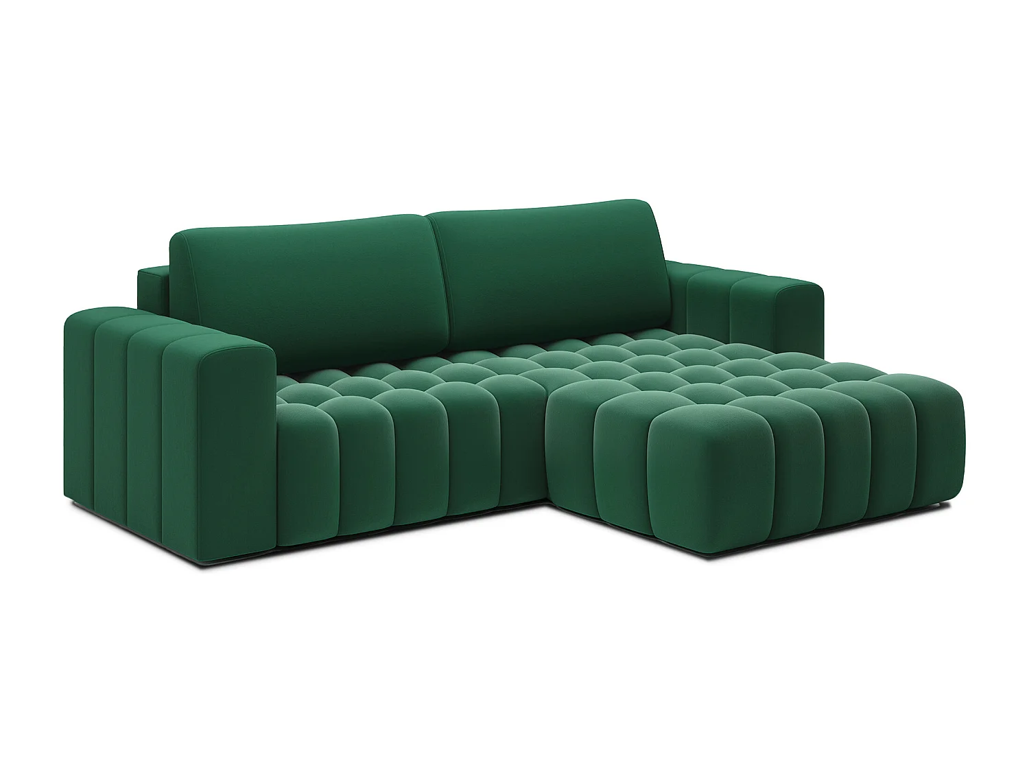 Canapé d’angle velours capitonné BOZEN – Convertible et rangement-Vert-angle droit