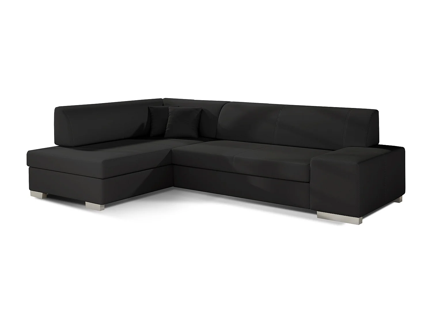 Canapé convertible angle gauche simili cuir noir Polky 272cm