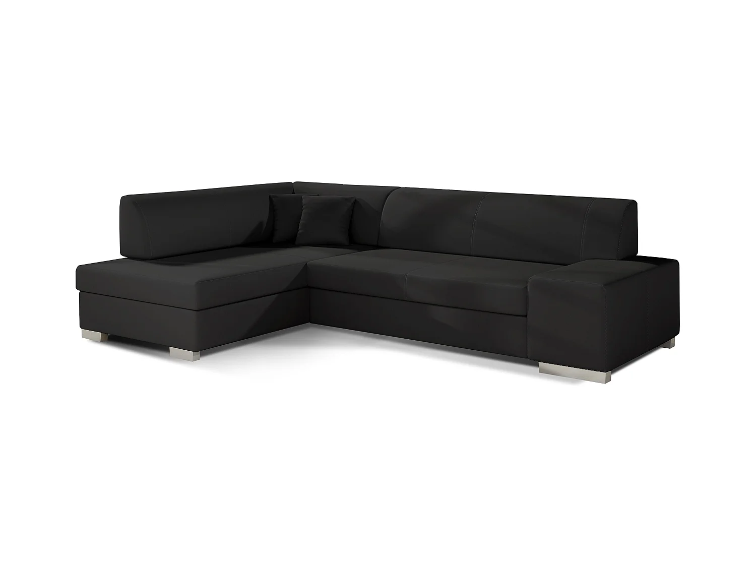 Canapé convertible angle gauche simili cuir noir Polky 272cm