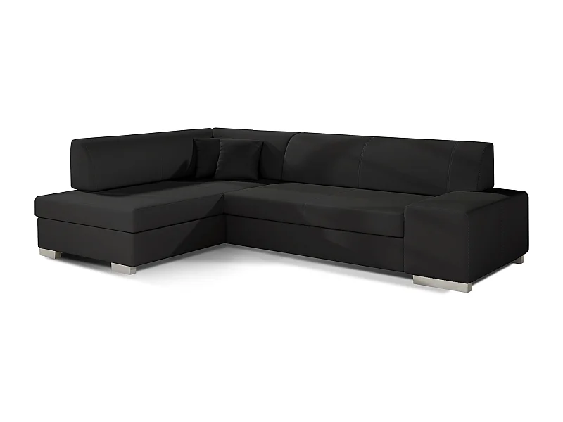 Canapé convertible angle gauche simili cuir noir Polky 272cm