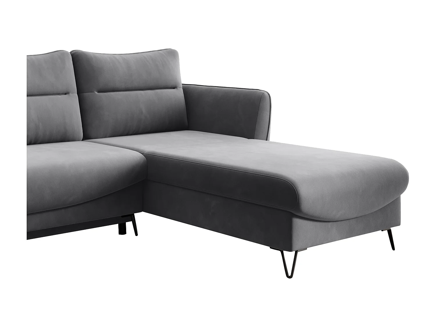 Canapé d'angle droit convertible velours gris foncé Zurik 276cm