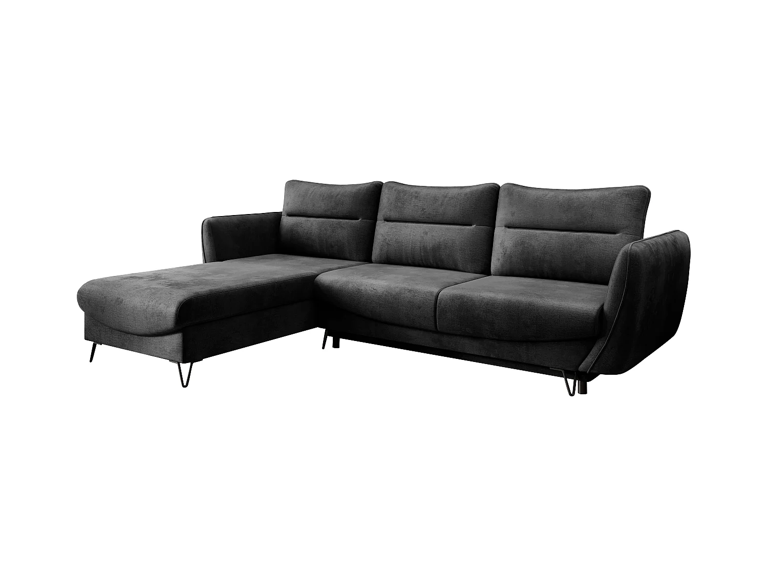 Canapé d'angle gauche convertible tissu doux anthracite Zurik 276cm