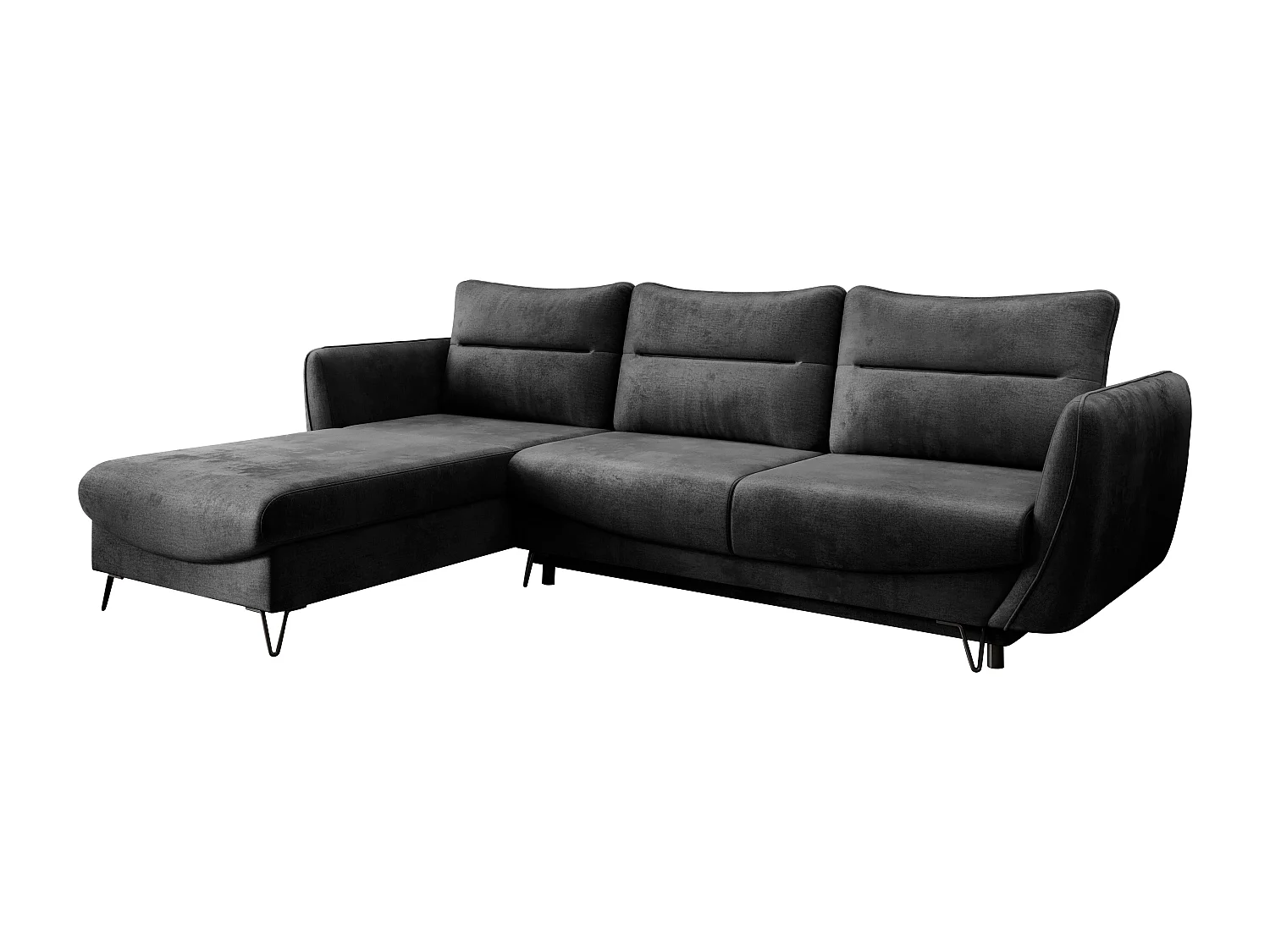 Canapé d'angle gauche convertible tissu doux anthracite Zurik 276cm