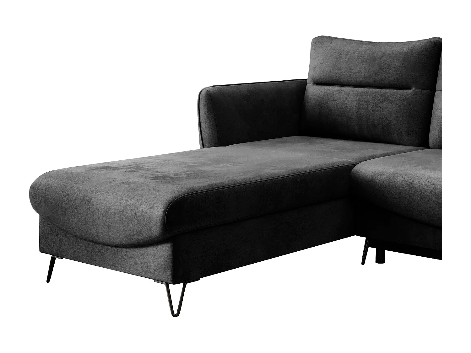 Canapé d'angle gauche convertible tissu doux anthracite Zurik 276cm