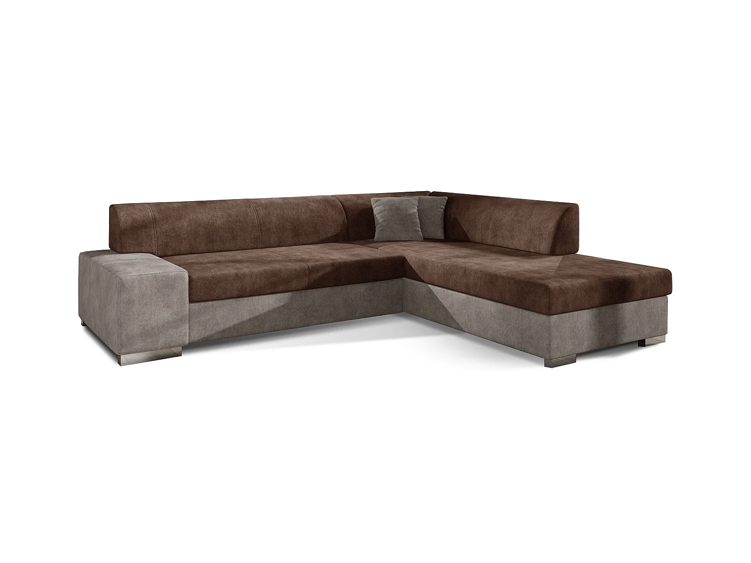 Canapé convertible moderne angle droit tissu doux rose et parme Plazo 278cm