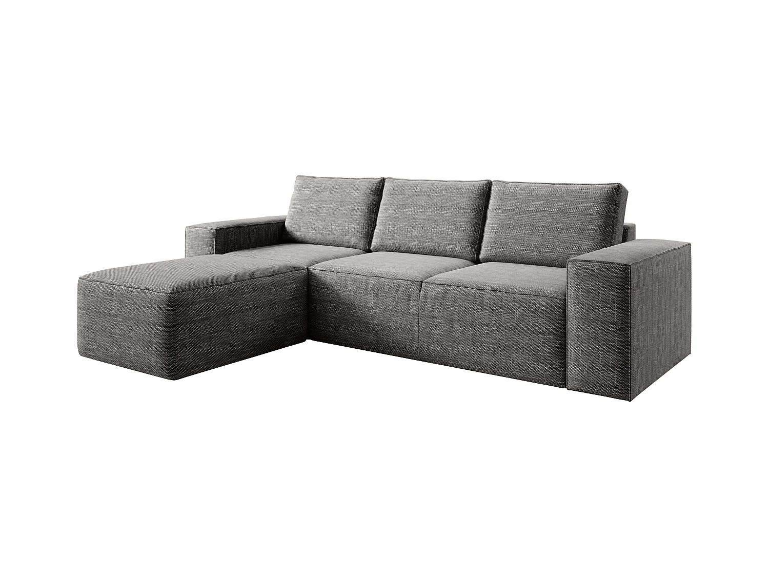 Canapé d'angle gauche convertible moderne tissu beige foncé chiné Willace 302cm