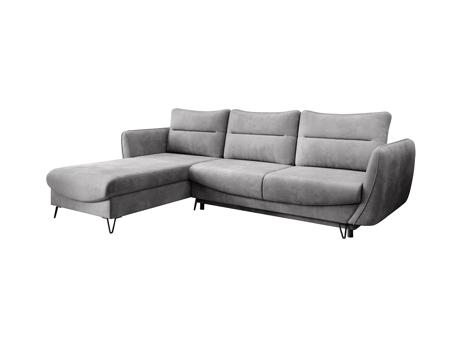 Canapé d'angle gauche convertible tissu doux gris clair Zurik 276cm
