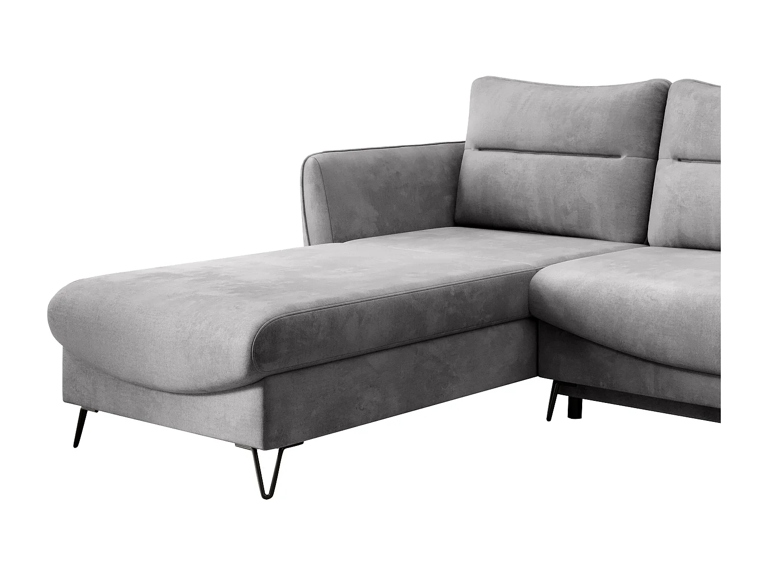 Canapé d'angle gauche convertible tissu doux gris clair Zurik 276cm