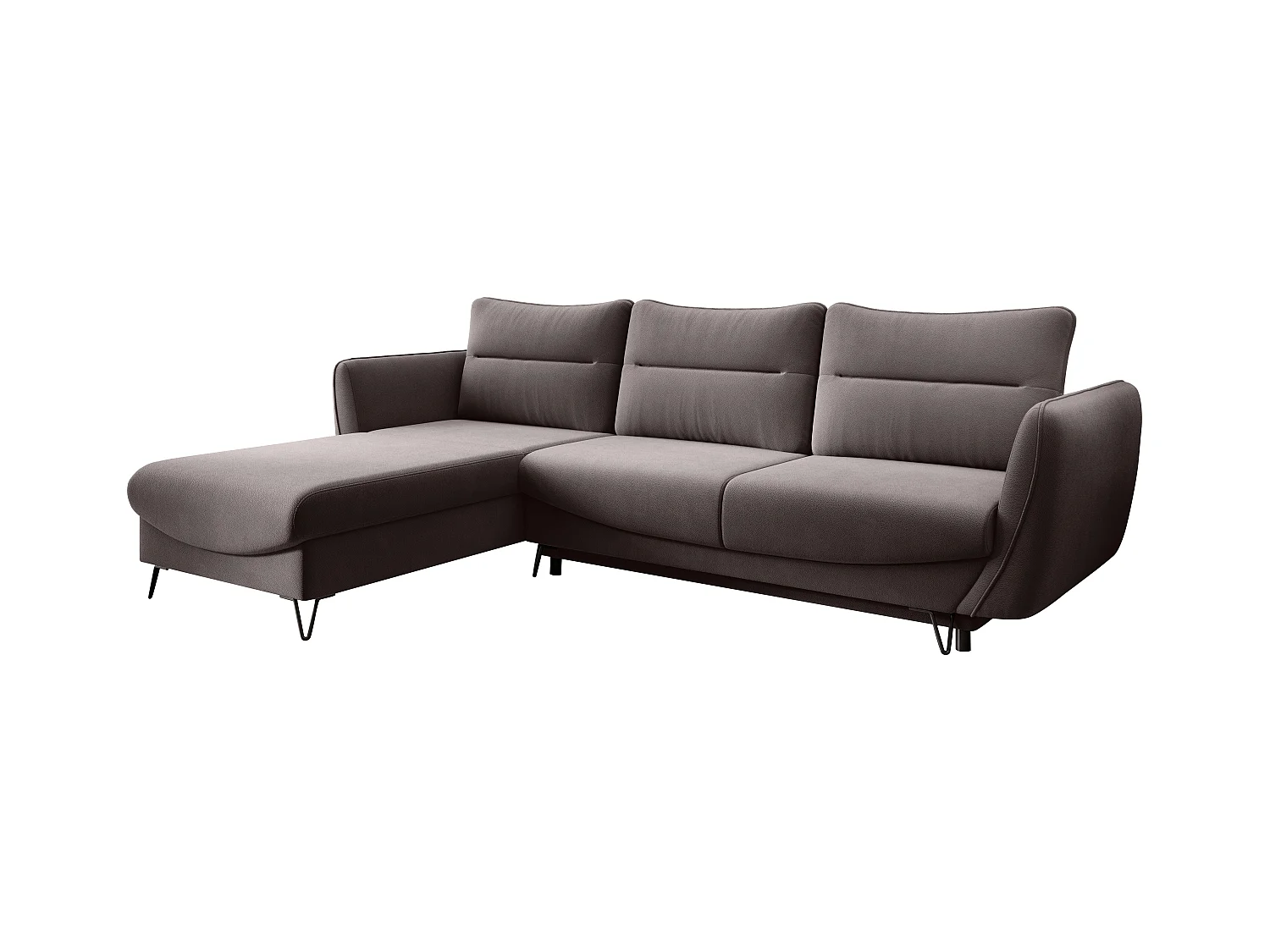 Canapé d'angle gauche convertible tissu marron Zurik 276cm