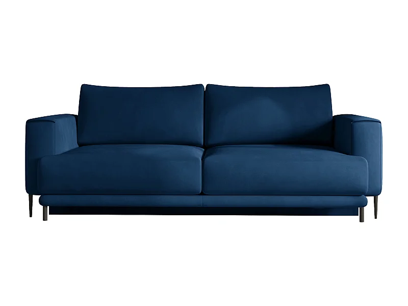 Sofá convertible recto DAVINA de terciopelo con compartimento de almacenamiento - Patas de metal negro-Color Azul noche