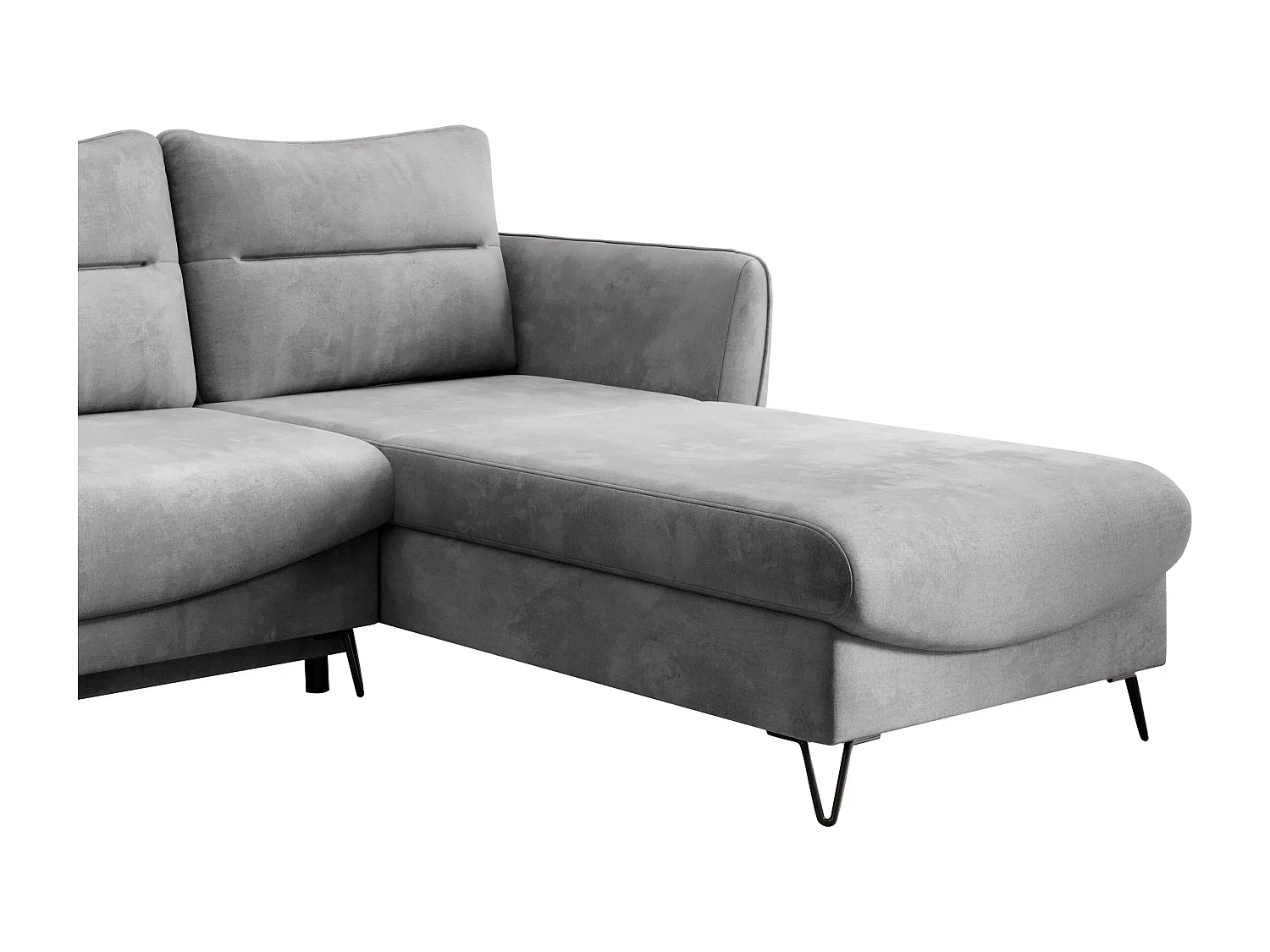 Canapé d'angle droit convertible tissu doux gris clair Zurik 276cm