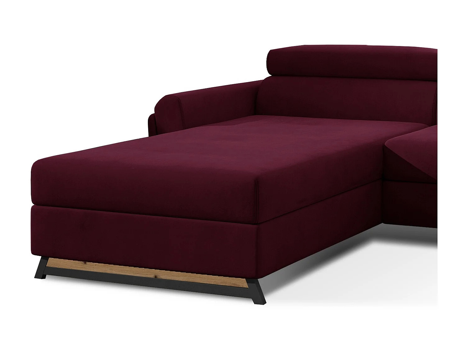 Canapé angle gauche convertible velours bordeaux avec appuis-tête réglables Mazerali 300cm