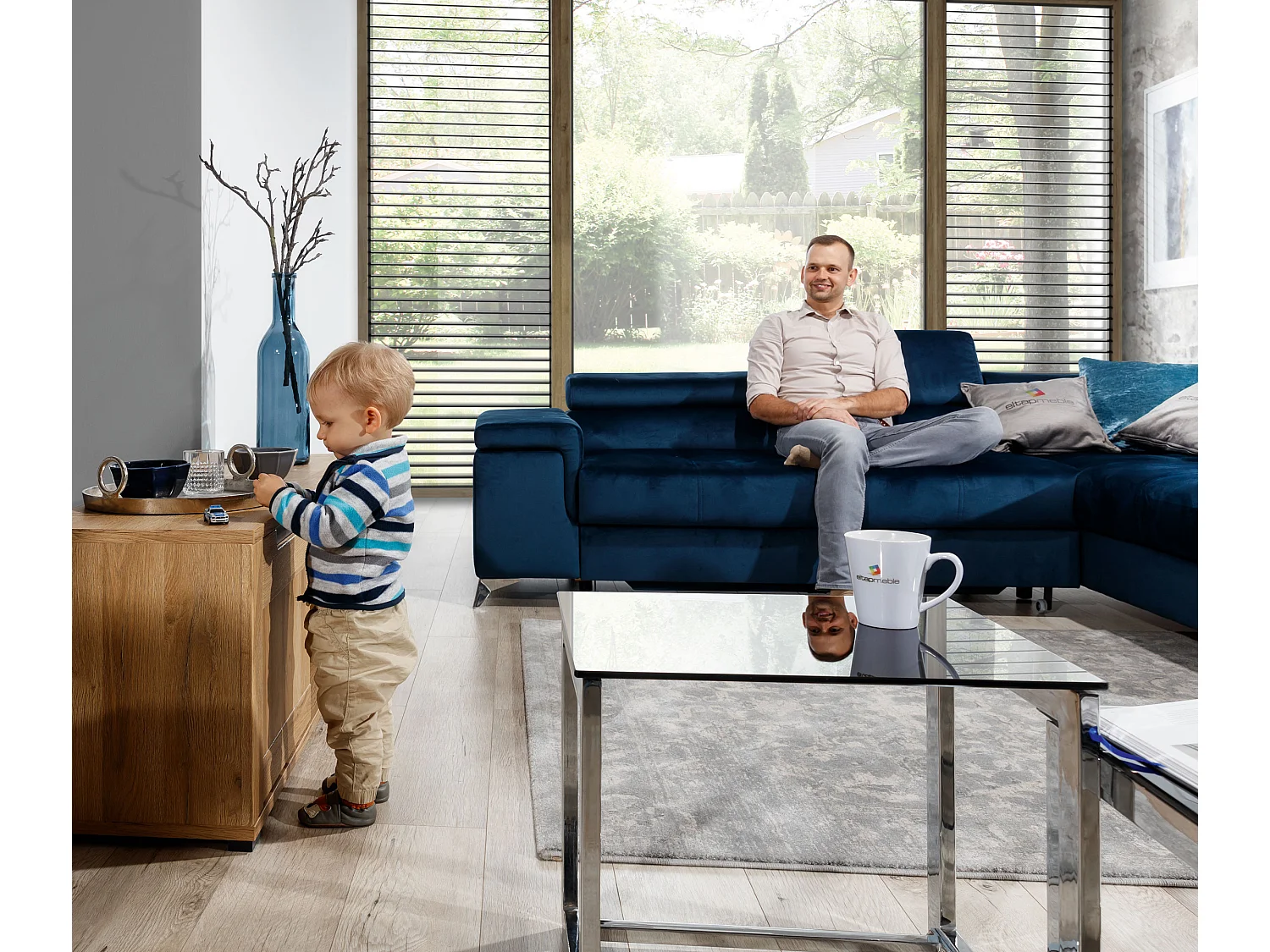 Canapé d'angle droit convertible tissu noir Marido 275cm