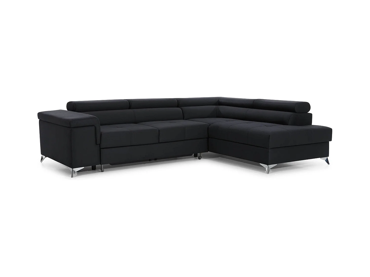 Canapé d'angle droit convertible tissu noir Marido 275cm