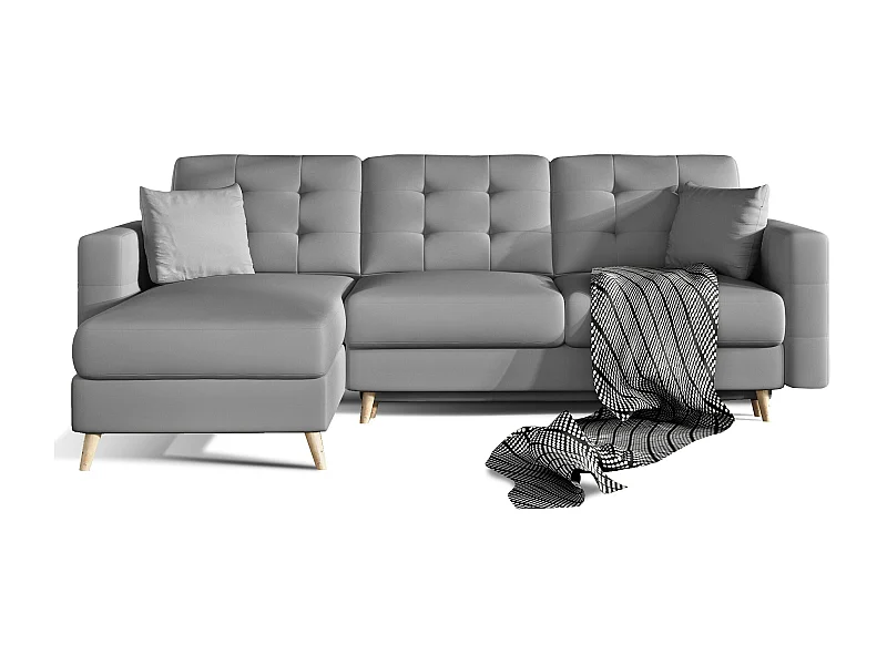 Canapé d'angle réversible et convertible simili cuir gris Anska 250cm