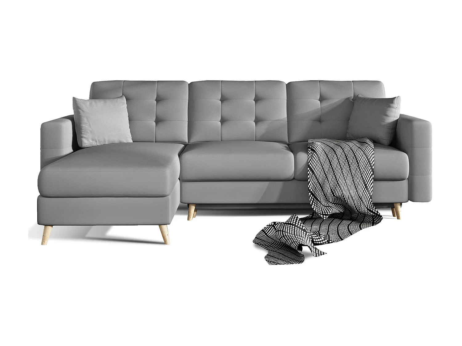 Canapé d'angle réversible et convertible simili cuir gris Anska 250cm