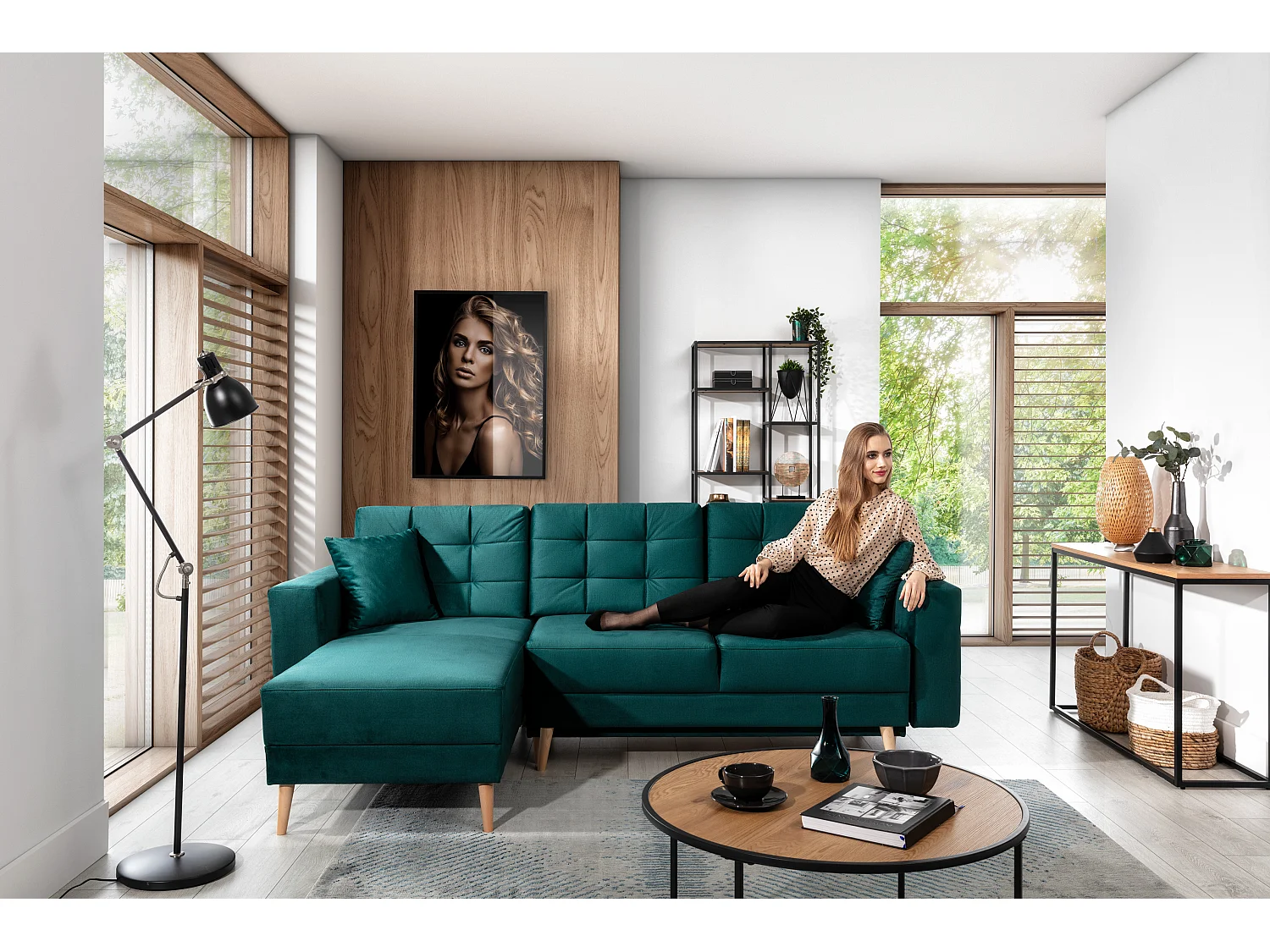 Canapé d'angle réversible et convertible simili cuir gris Anska 250cm