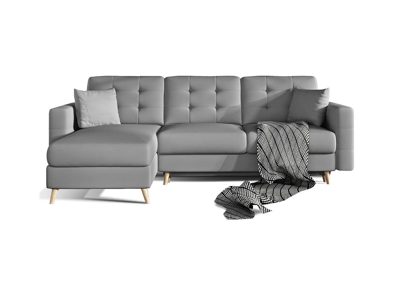 Canapé d'angle réversible et convertible simili cuir gris Anska 250cm