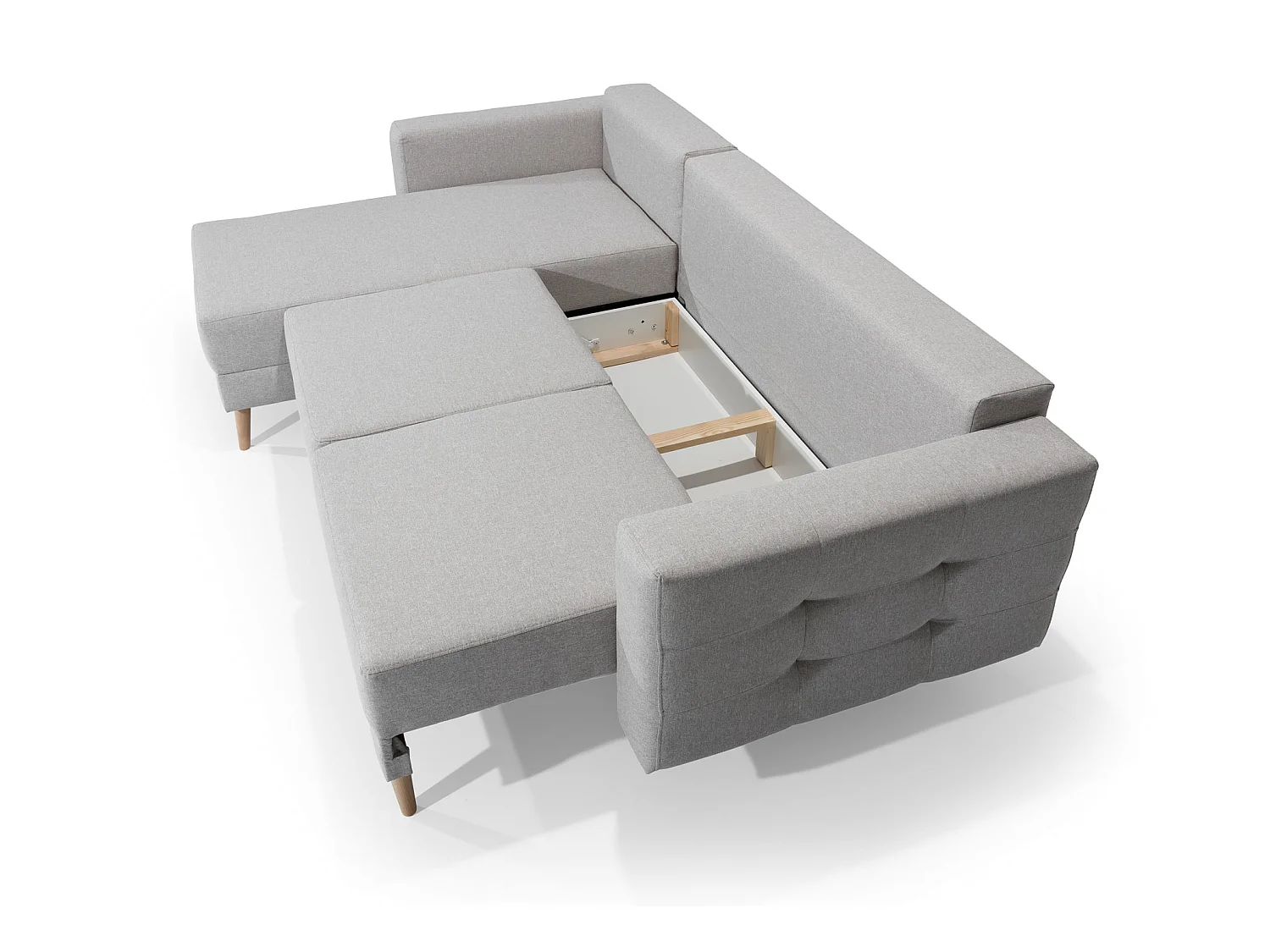 Canapé d'angle réversible et convertible simili cuir gris Anska 250cm