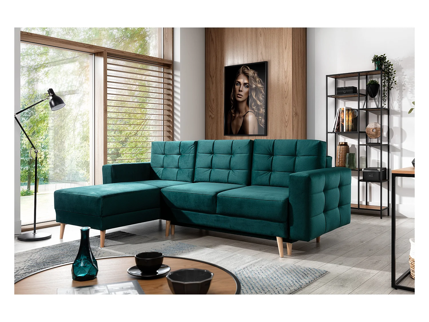 Canapé d'angle réversible et convertible simili cuir gris Anska 250cm