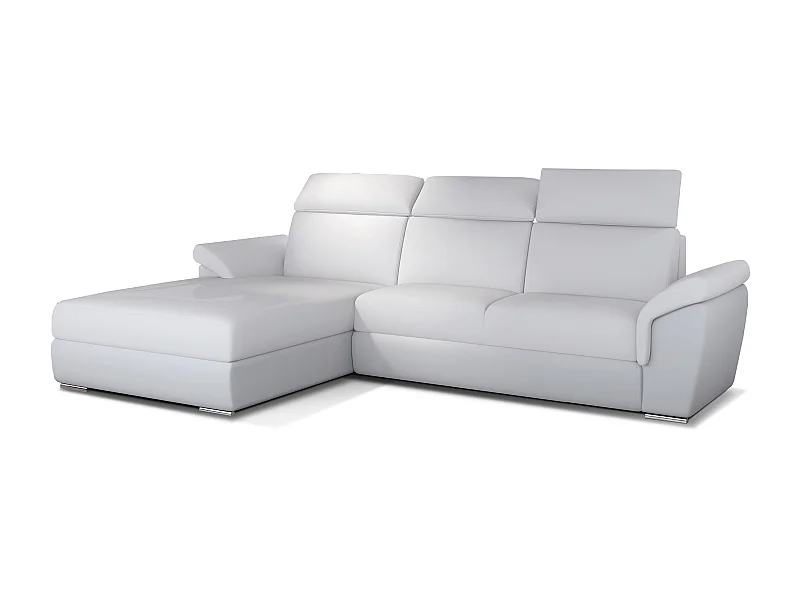 Canapé convertible d'angle gauche simili cuir blanc Suzy 272cm