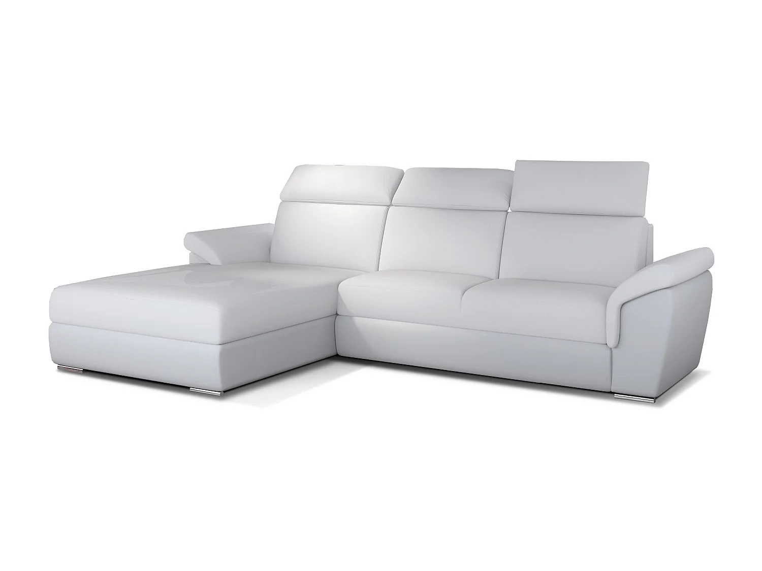 Canapé convertible d'angle gauche simili cuir blanc Suzy 272cm
