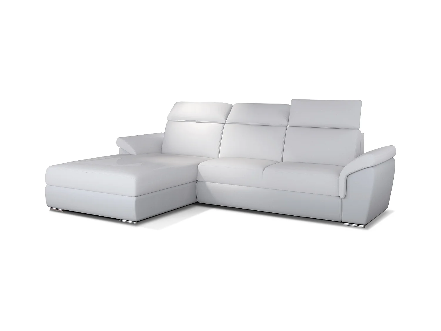 Canapé convertible d'angle gauche simili cuir blanc Suzy 272cm