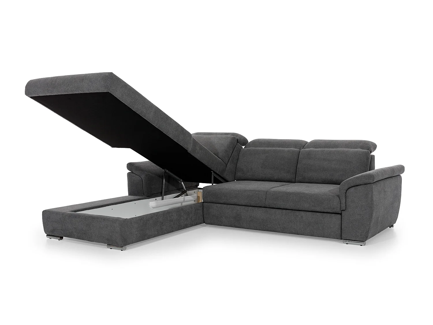 Canapé convertible d'angle gauche simili cuir blanc Suzy 272cm