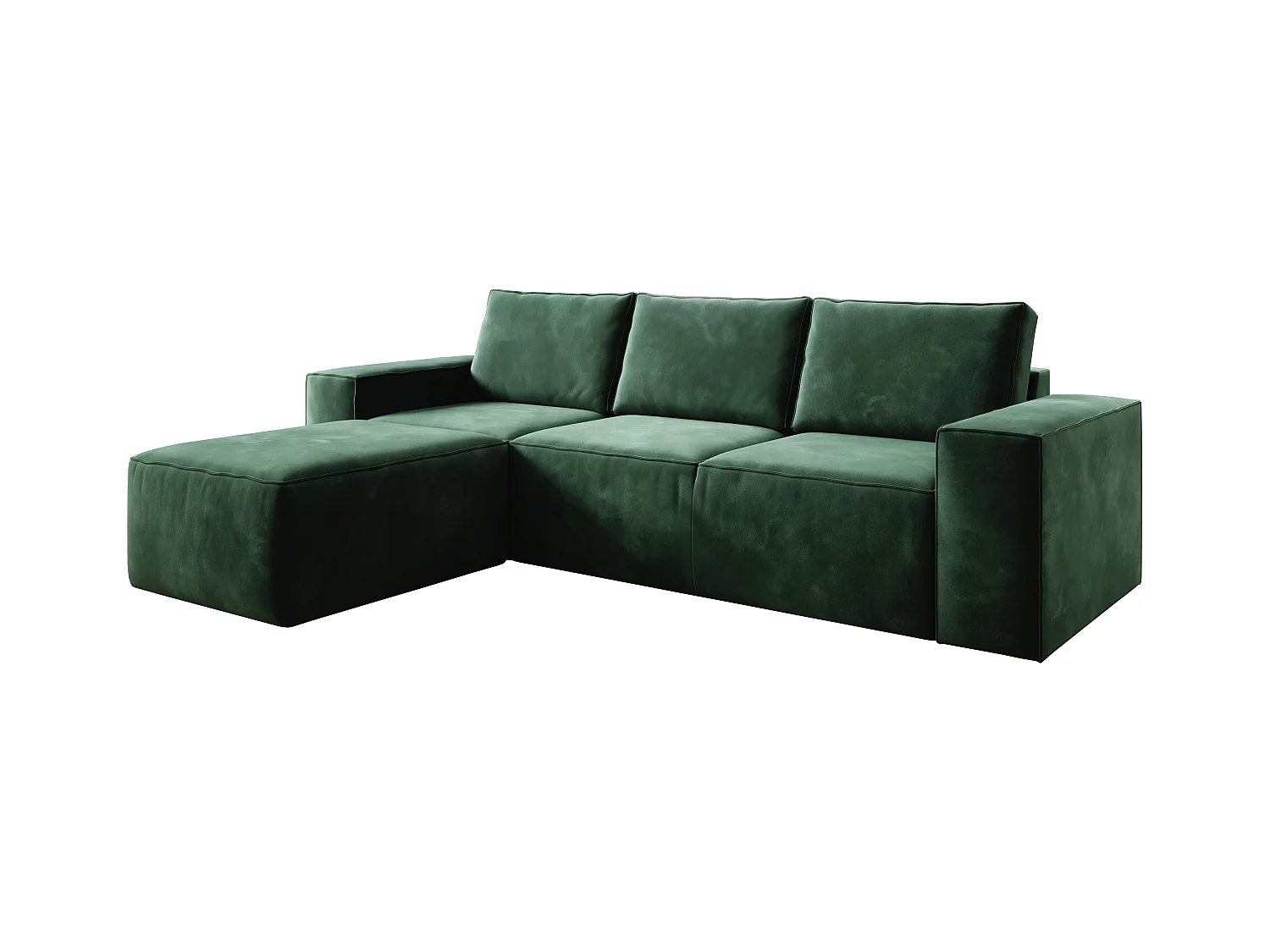 Canapé d'angle gauche convertible moderne velours vert anglais Willace 302cm