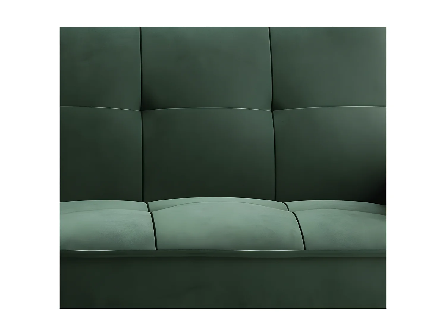 Canapé convertible 3 places velours vert anglais capitonné et pieds bois noir Bizza 220cm