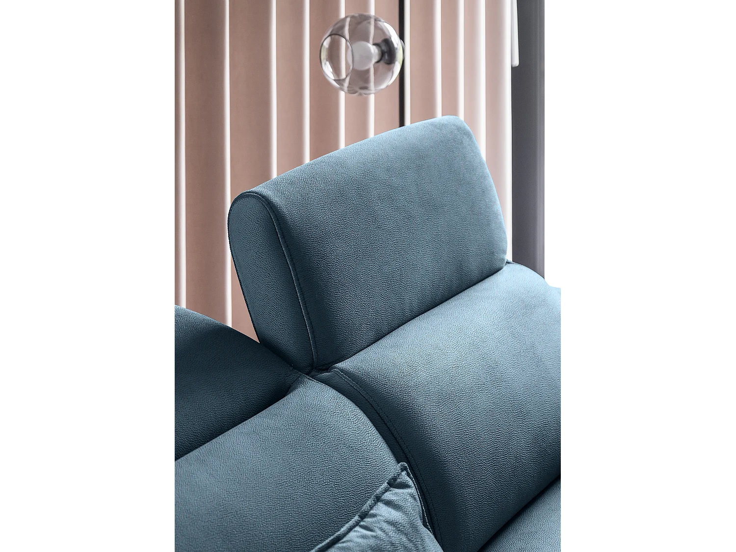 Canapé d'angle gauche convertible tissu bleu canard Noblesse 255cm