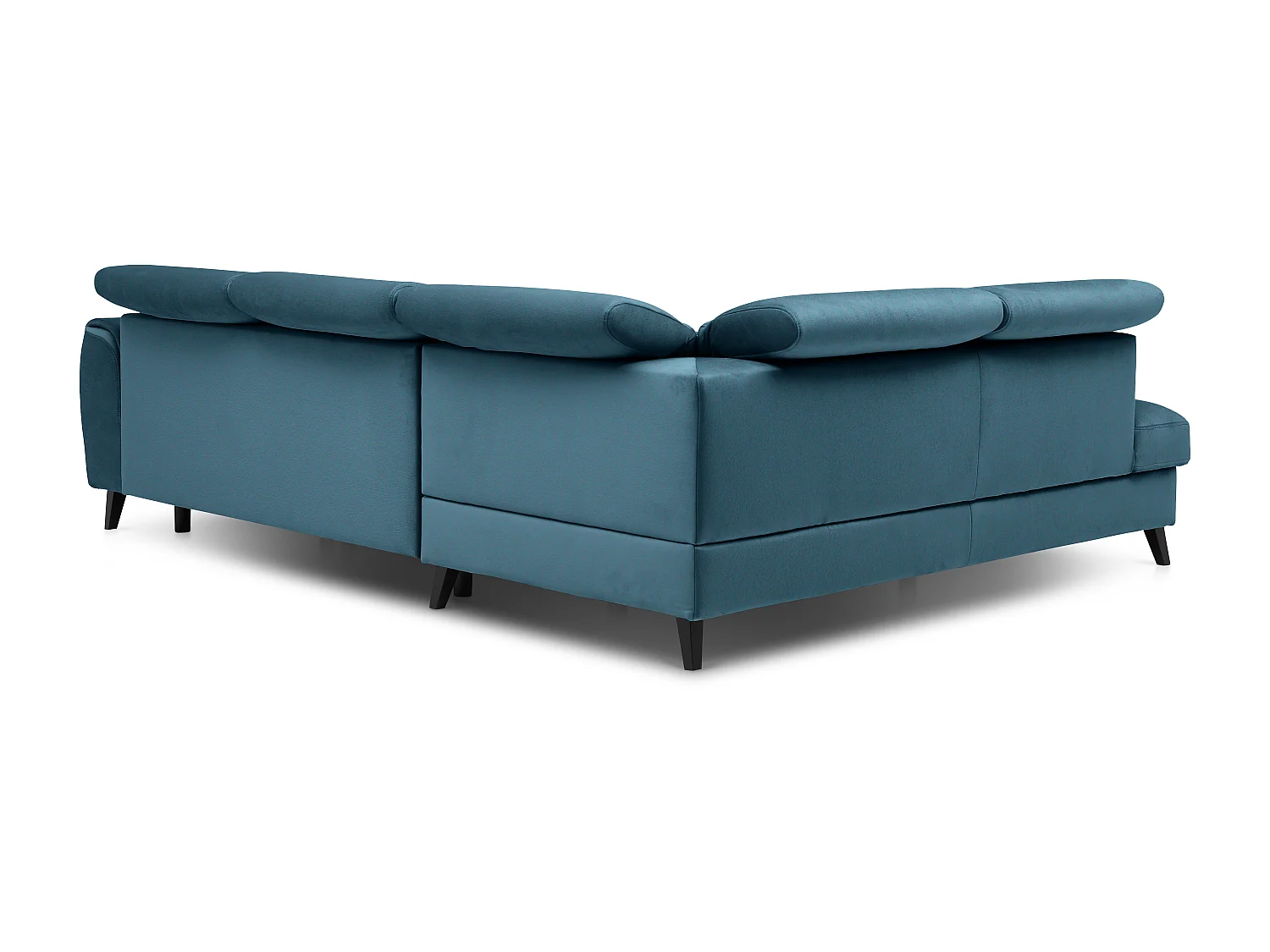 Canapé d'angle gauche convertible tissu bleu canard Noblesse 255cm