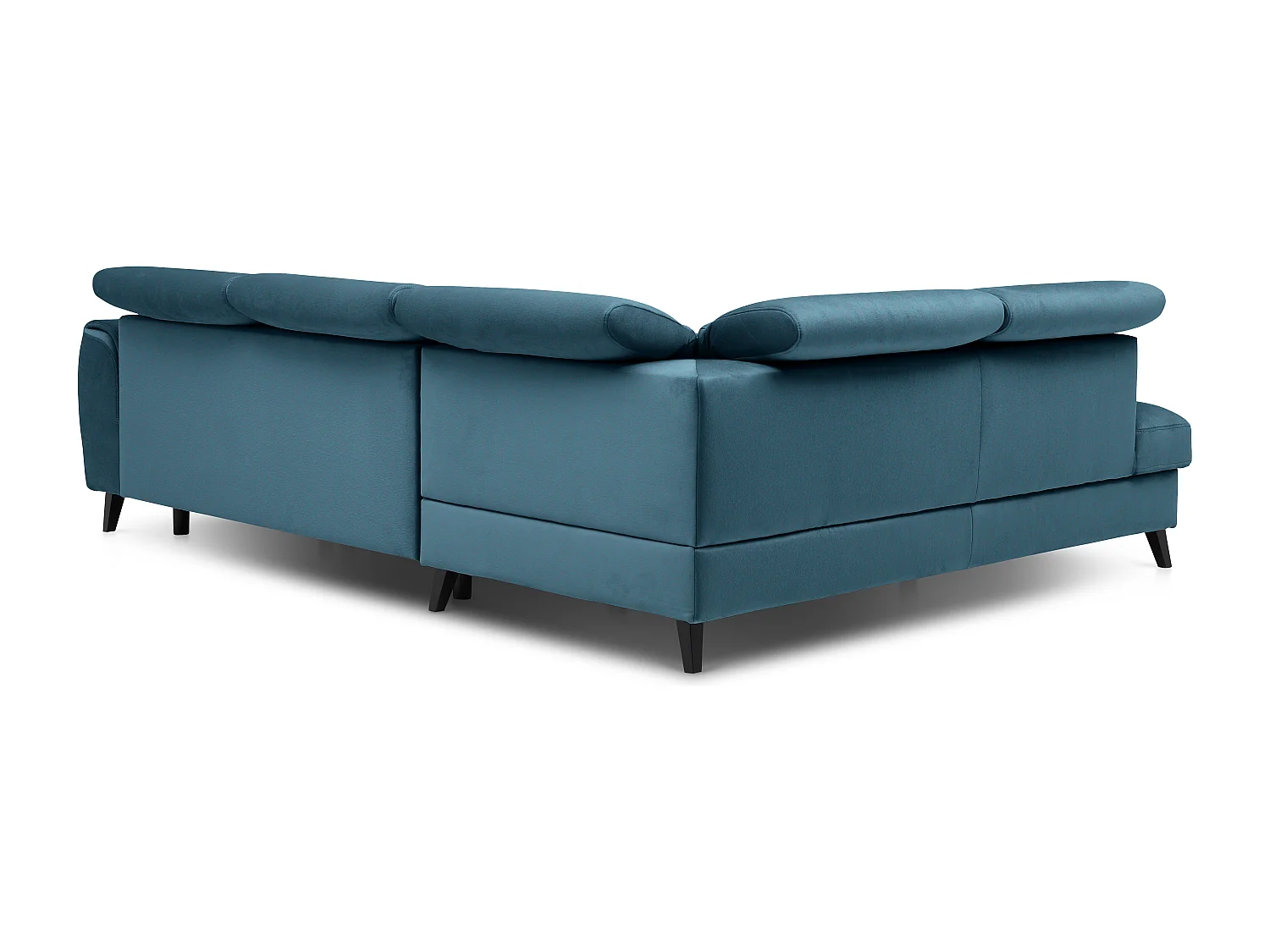 Canapé d'angle gauche convertible tissu bleu canard Noblesse 255cm