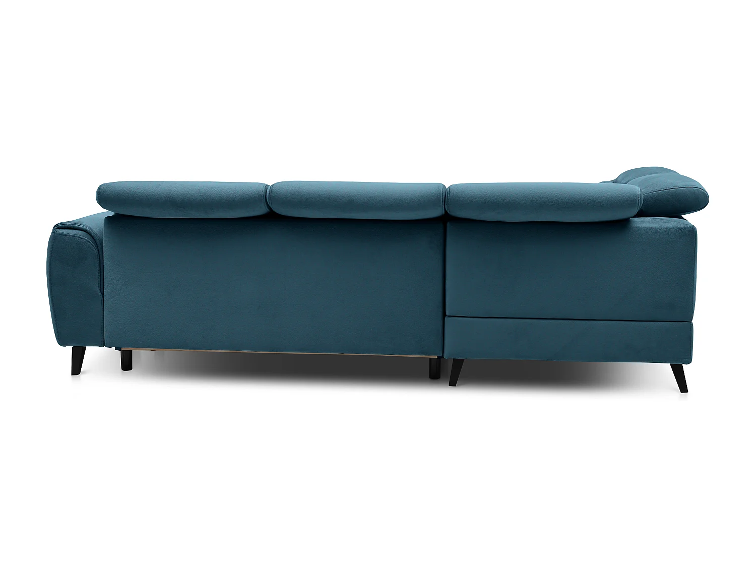 Canapé d'angle gauche convertible tissu bleu canard Noblesse 255cm