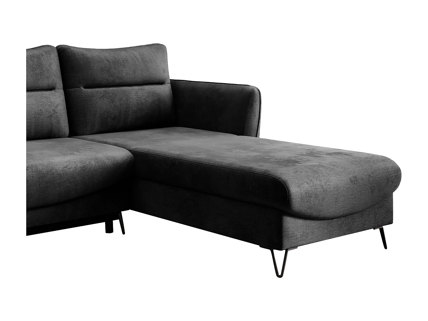 Canapé d'angle droit convertible tissu doux anthracite Zurik 276cm