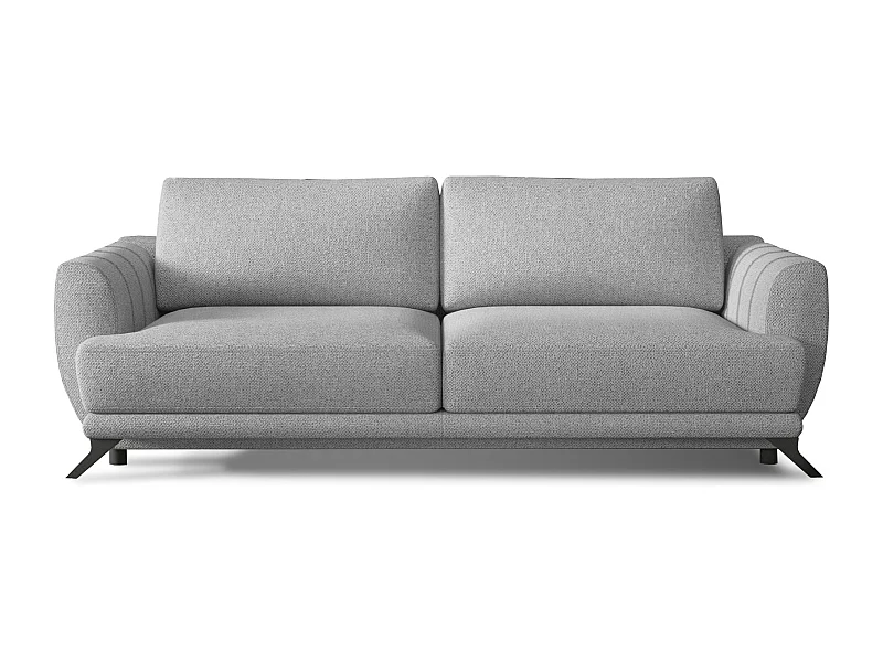 Canapé convertible 3-4 places tissu gris souris et pieds métal noir Zora 250cm