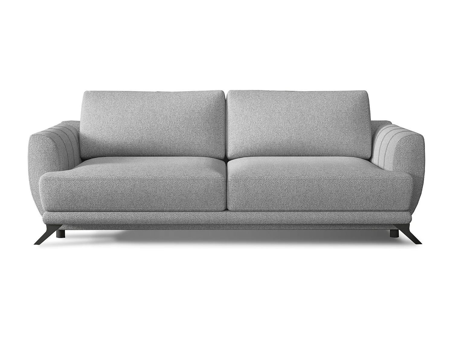 Canapé convertible 3-4 places tissu gris souris et pieds métal noir Zora 250cm