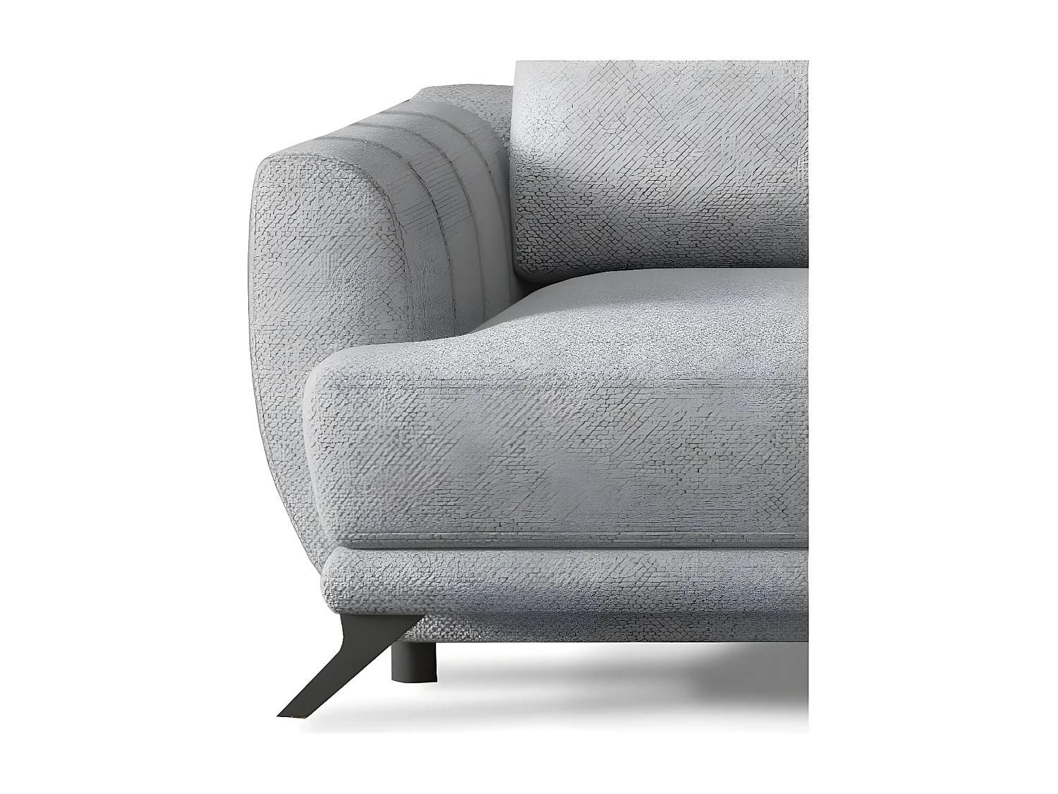 Canapé convertible 3-4 places tissu gris souris et pieds métal noir Zora 250cm