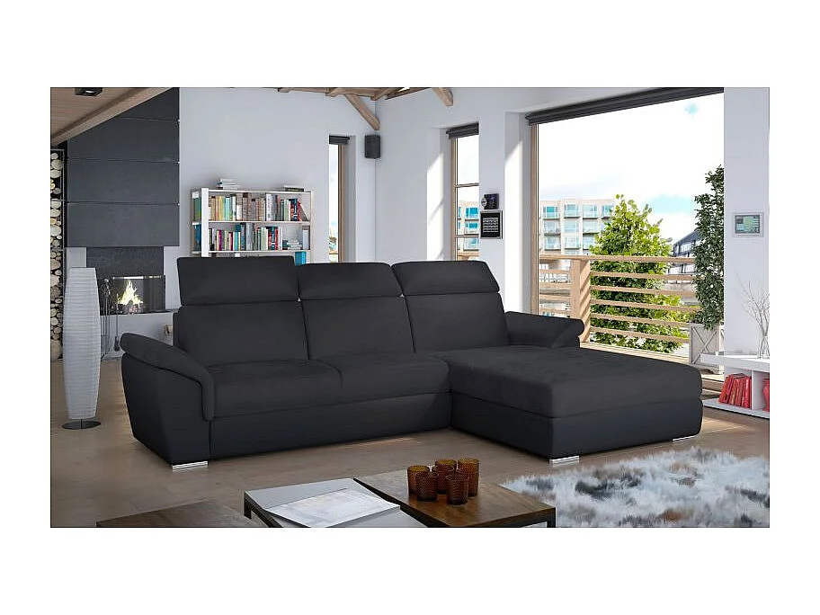Canapé d'Angle Gauche Convertible "Viscot" 272cm Noir