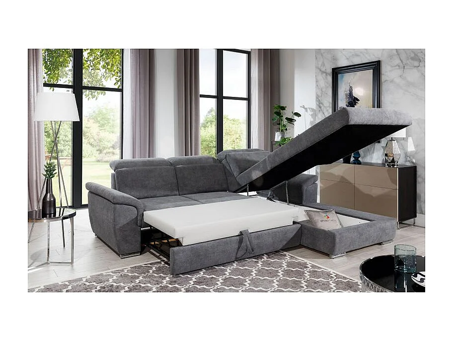 Canapé d'Angle Gauche Convertible "Viscot" 272cm Noir