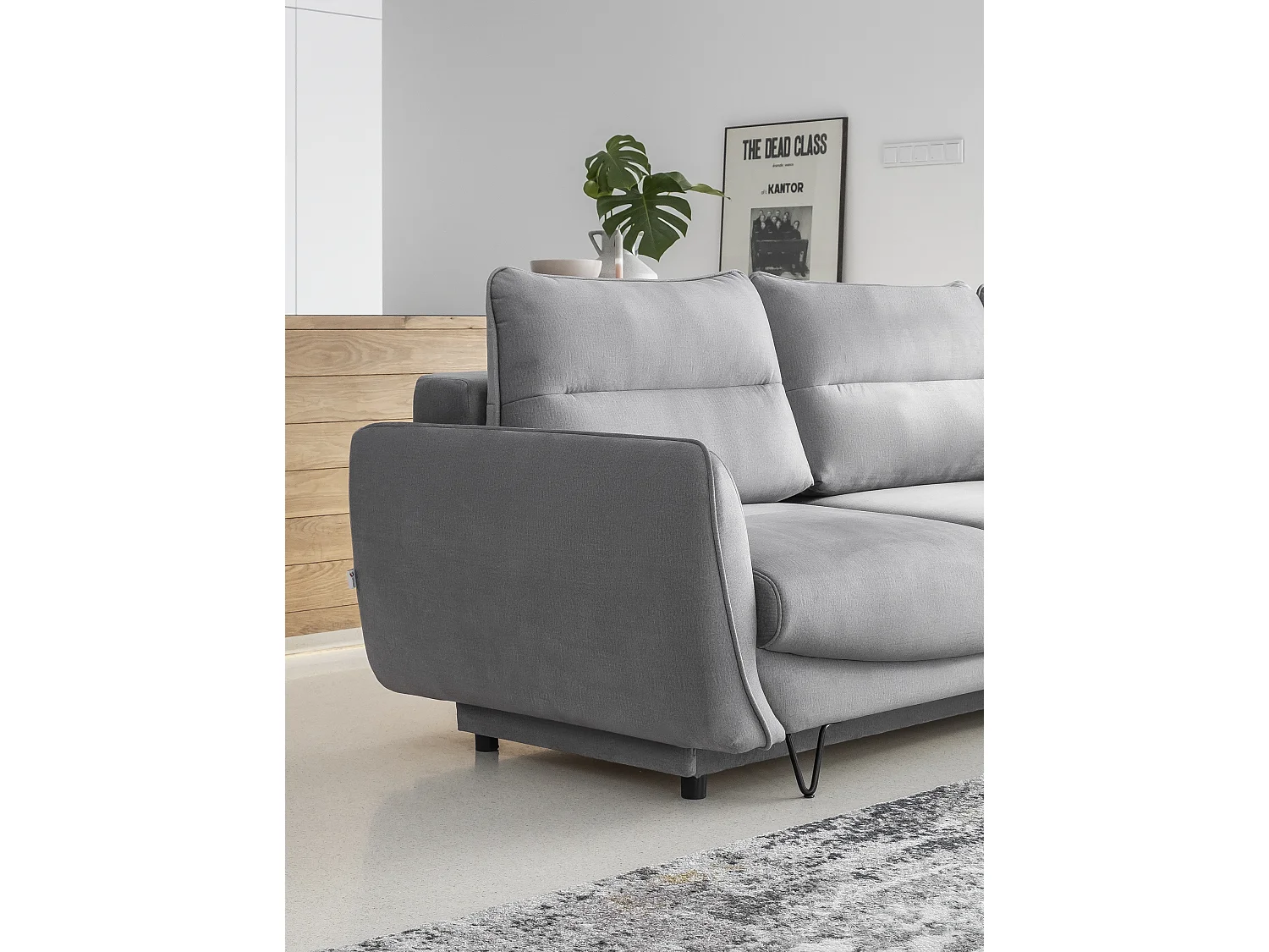 Canapé d'angle droit convertible tissu beige clair Zurik 276cm