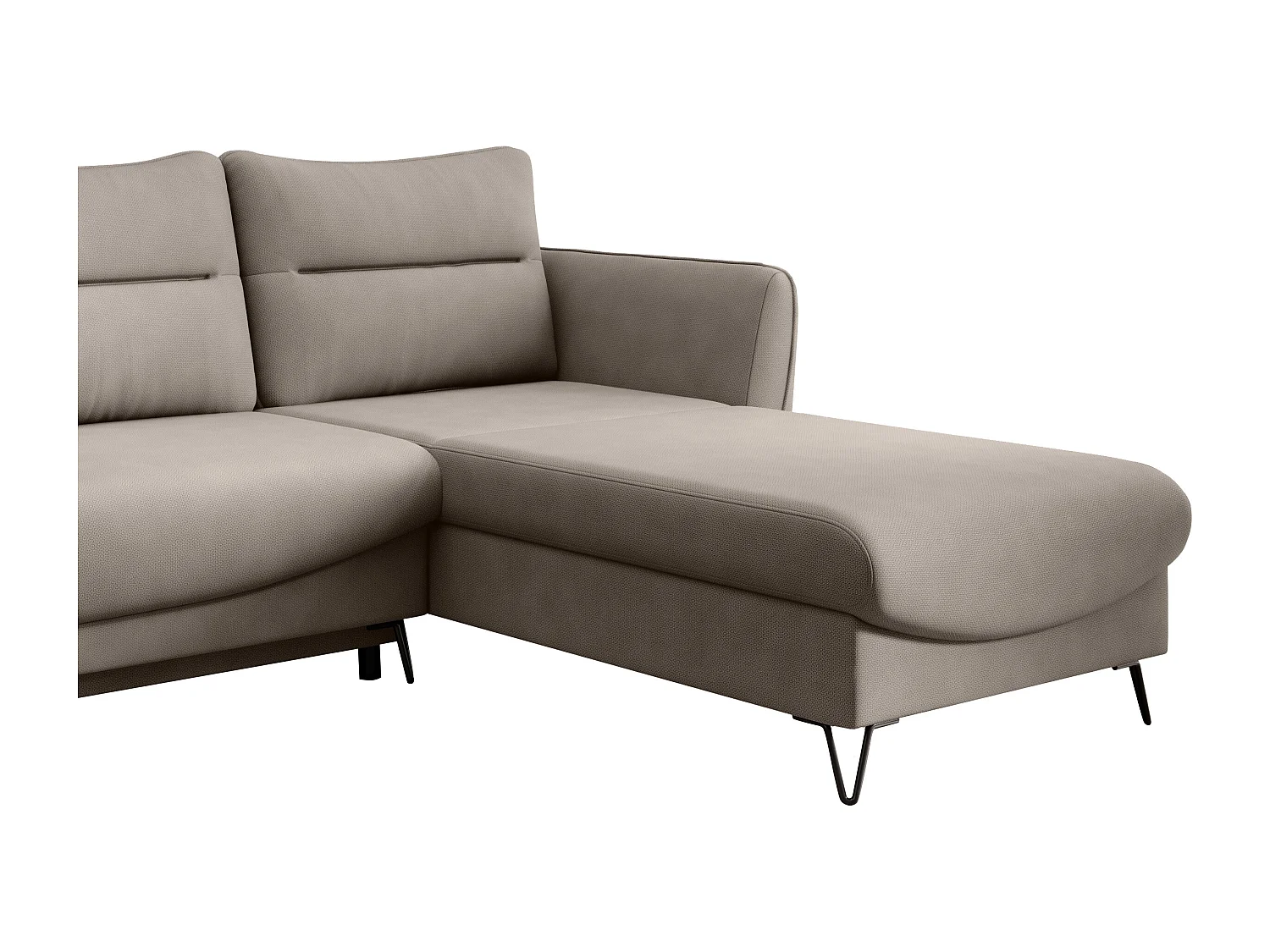 Canapé d'angle droit convertible tissu beige clair Zurik 276cm