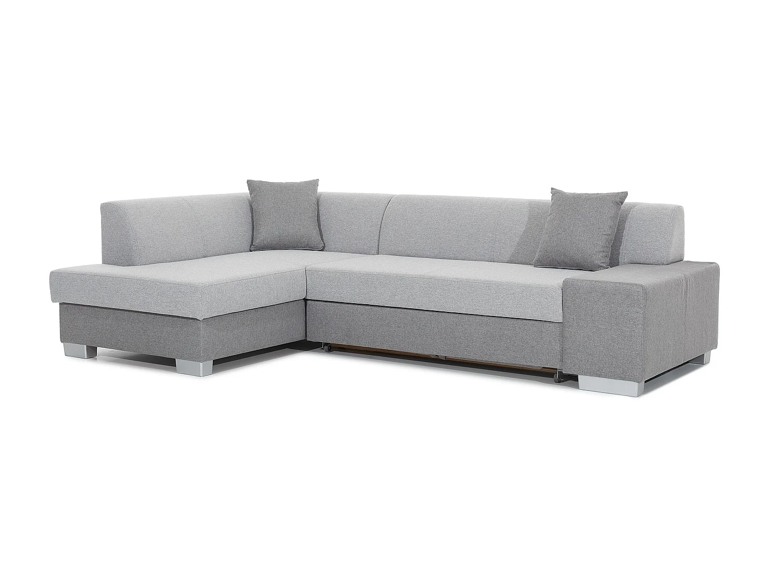 Canapé convertible angle droit tissu gris clair Polky 272cm